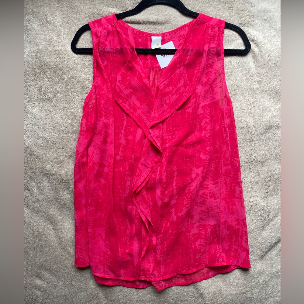 Vila red/pink flowy sheer sleeveless blouse